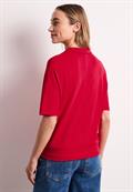 Dropped Shoulder Poloshirt mit Elastikbund salsa red