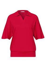 Dropped Shoulder Poloshirt mit Elastikbund salsa red