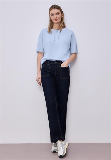 Dropped Shoulder Shirt im Silk-Look cashmere blue