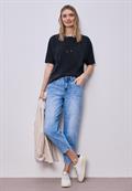 Dropped Shoulder Shirt im Silk-Look shadowed navy