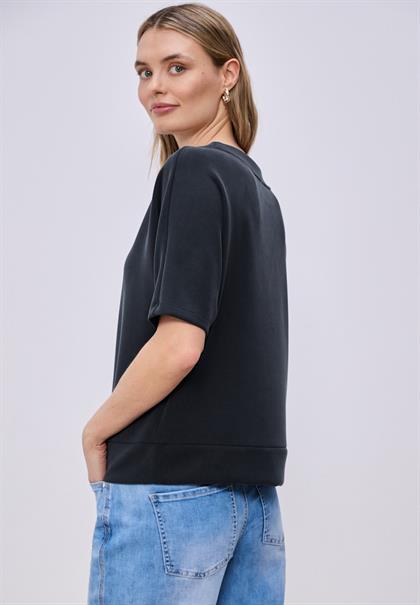 Dropped Shoulder Shirt im Silk-Look shadowed navy
