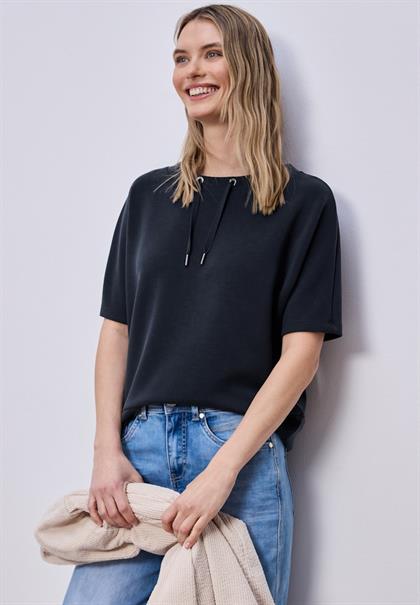 Dropped Shoulder Shirt im Silk-Look shadowed navy