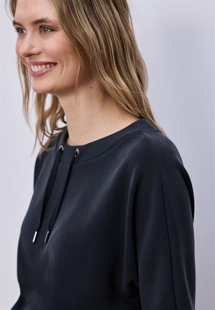 Dropped Shoulder Shirt im Silk-Look shadowed navy