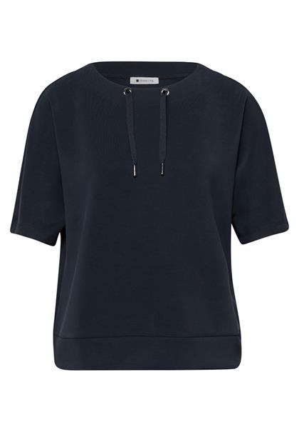 Dropped Shoulder Shirt im Silk-Look shadowed navy
