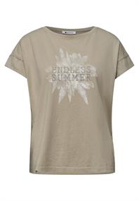 Dropped Shoulder Shirt mit Artwork timeless beige