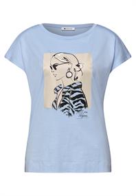 Dropped Shoulder Shirt mit Print calm blue
