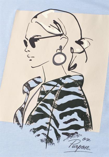 Dropped Shoulder Shirt mit Print calm blue