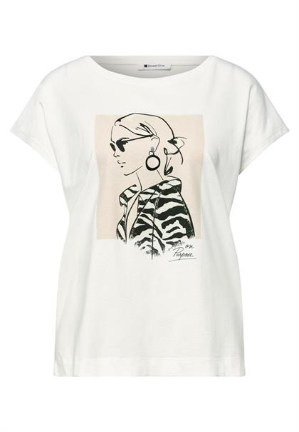 Dropped Shoulder Shirt mit Print off white