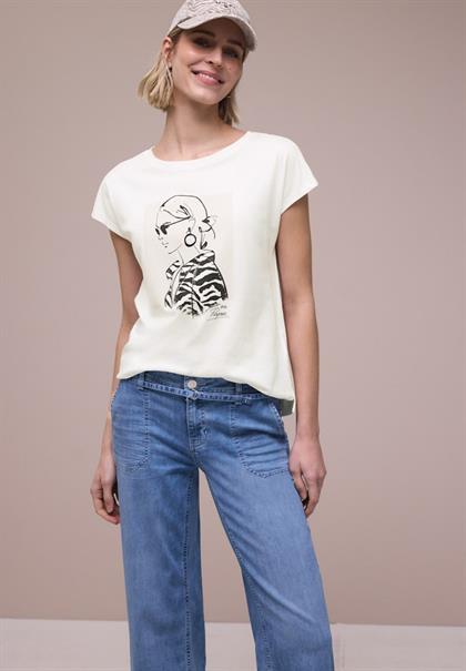 Dropped Shoulder Shirt mit Print off white
