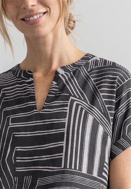 Dropped Shoulder Shirt mit Split Neck darkest blue