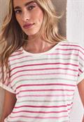 Dropped Shoulder Shirt mit Streifen magenta dream