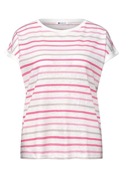 Dropped Shoulder Shirt mit Streifen magenta dream