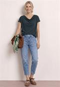 Dropped Shoulder Shirt mit Wasserfall-Front deep bound green