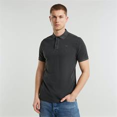 Dunda overdyed slim polo s\s dk black gd