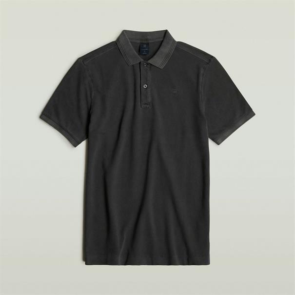 Dunda overdyed slim polo s\s dk black gd