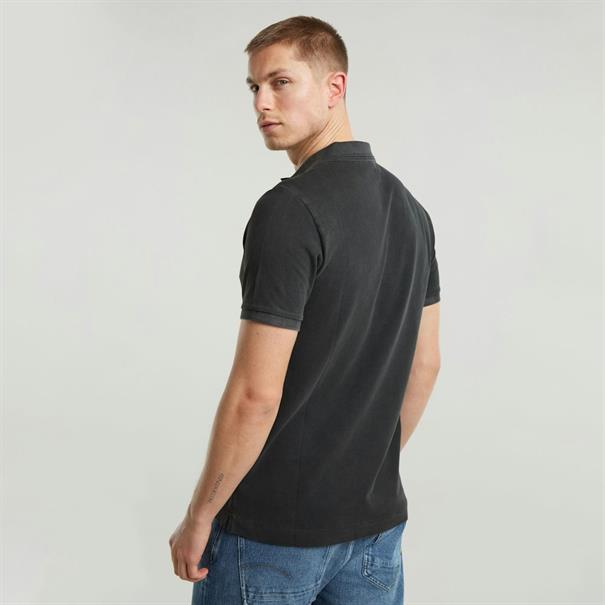 Dunda overdyed slim polo s\s dk black gd