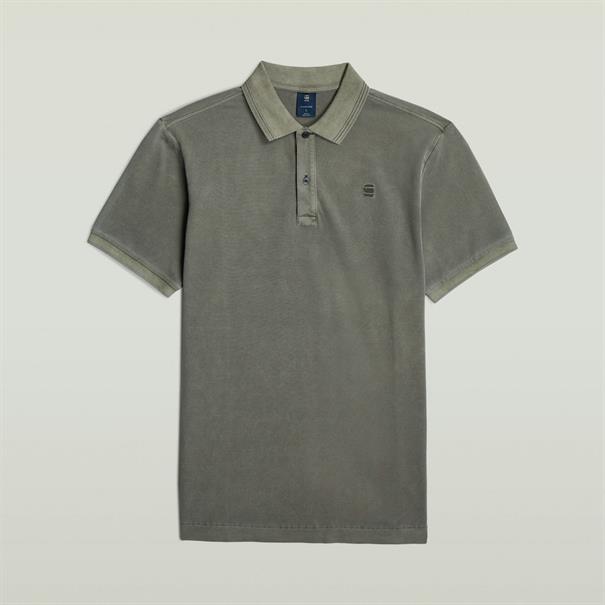Dunda overdyed slim polo s\s shadow olive gd