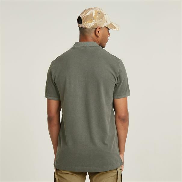 Dunda overdyed slim polo s\s shadow olive gd