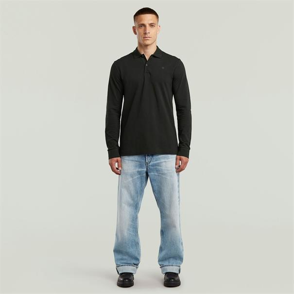 Dunda slim polo l\s dk black