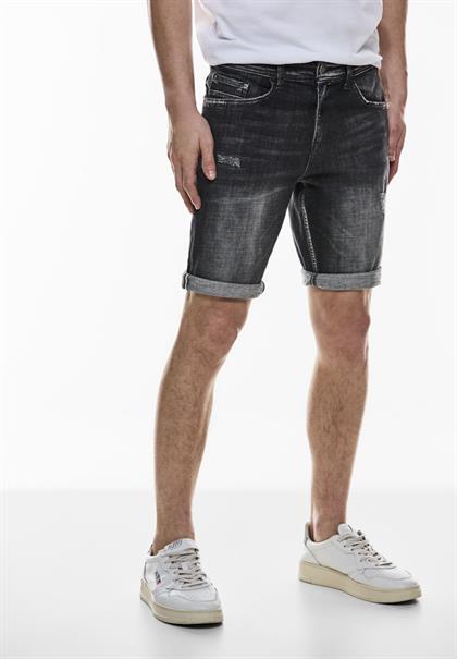 Elastische Jeans Shorts black random wash