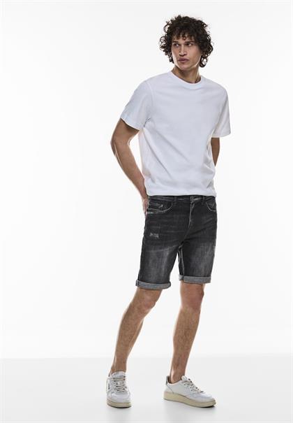 Elastische Jeans Shorts black random wash