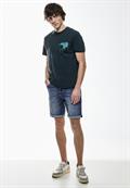 Elastische Jeans Shorts indigo blue wash
