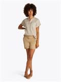 ESS LINEN COLLARLESS S/S BLOUSE classic ithaca- sandalwood
