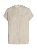 ESS LINEN COLLARLESS S/S BLOUSE classic ithaca- sandalwood