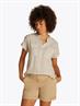 ESS LINEN COLLARLESS S/S BLOUSE classic ithaca- sandalwood