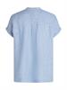 ESS LINEN COLLARLESS S/S BLOUSE multiple stp- blue spell