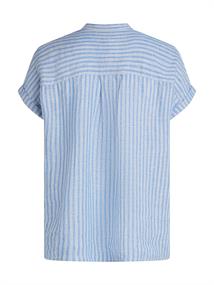 ESS LINEN COLLARLESS S/S BLOUSE multiple stp- blue spell