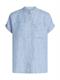 ESS LINEN COLLARLESS S/S BLOUSE multiple stp- blue spell