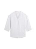 ESS LINEN COLLARLESS SHIRT chalk stp ecru blue orbit