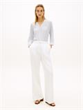 ESS LINEN COLLARLESS SHIRT chalk stp ecru blue orbit