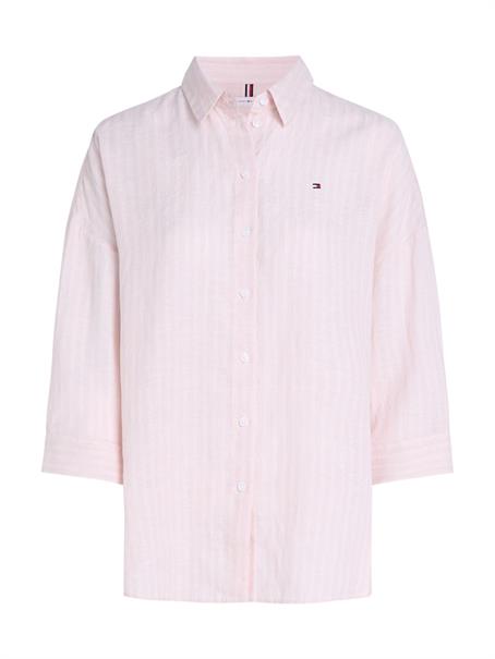 ESS LINEN LOOSE 3-4 SLEEVE SHIRT foggy pink stp
