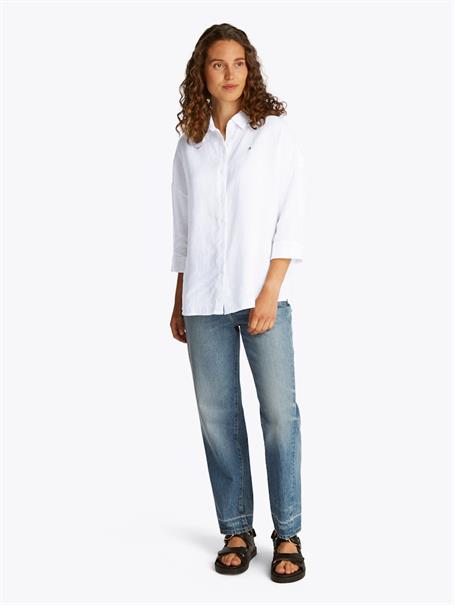 ESS LINEN LOOSE 3-4 SLEEVE SHIRT th optic white