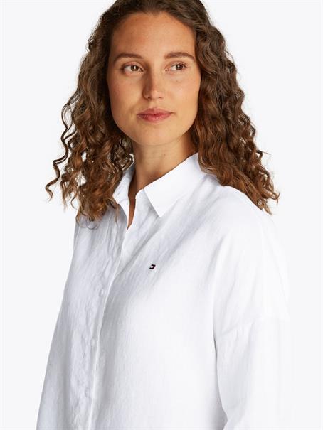 ESS LINEN LOOSE 3-4 SLEEVE SHIRT th optic white