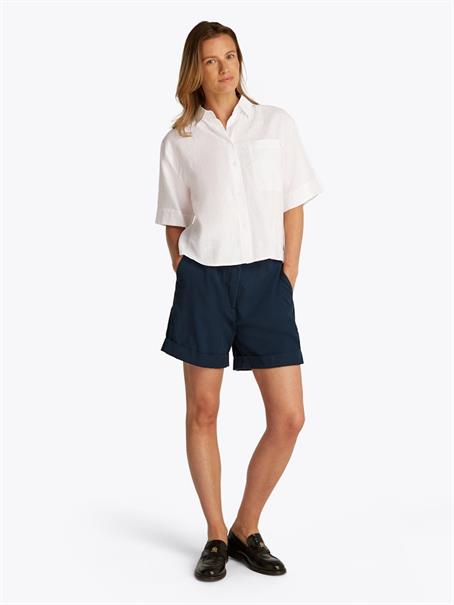 ESS LINEN RELAXED S/S SHIRT th optic white