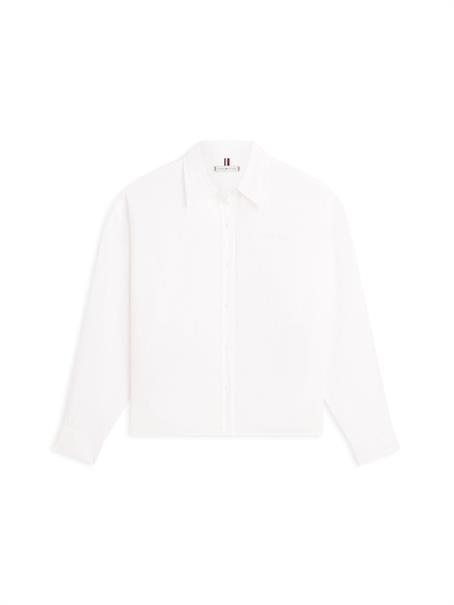 ESS LINEN ROUND HEM LS SHIRT th optic white