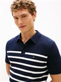 ESSENTIAL COTTON KNITTED POLO desert sky-ivory petal