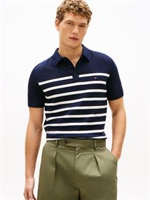 ESSENTIAL COTTON KNITTED POLO desert sky-ivory petal