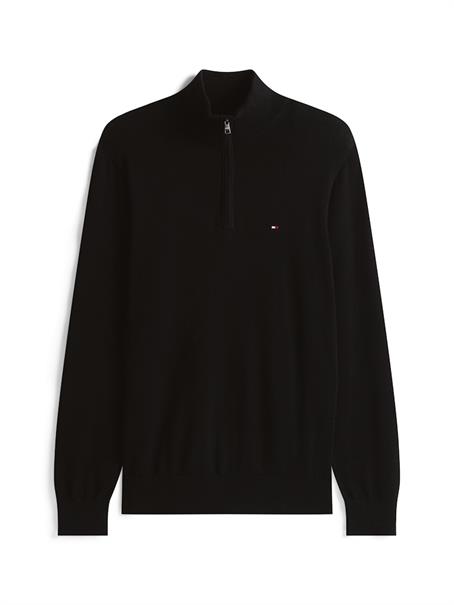 ESSENTIAL COTTON ZIP MOCK black