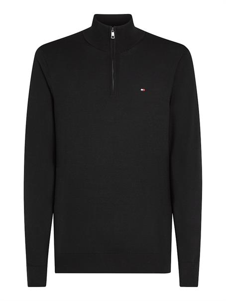 ESSENTIAL COTTON ZIP MOCK black