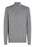 ESSENTIAL COTTON ZIP MOCK medium grey heather