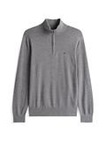 ESSENTIAL COTTON ZIP MOCK medium grey heather