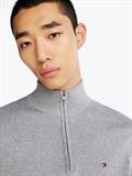 ESSENTIAL COTTON ZIP MOCK medium grey heather