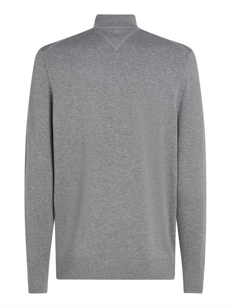 ESSENTIAL COTTON ZIP MOCK medium grey heather