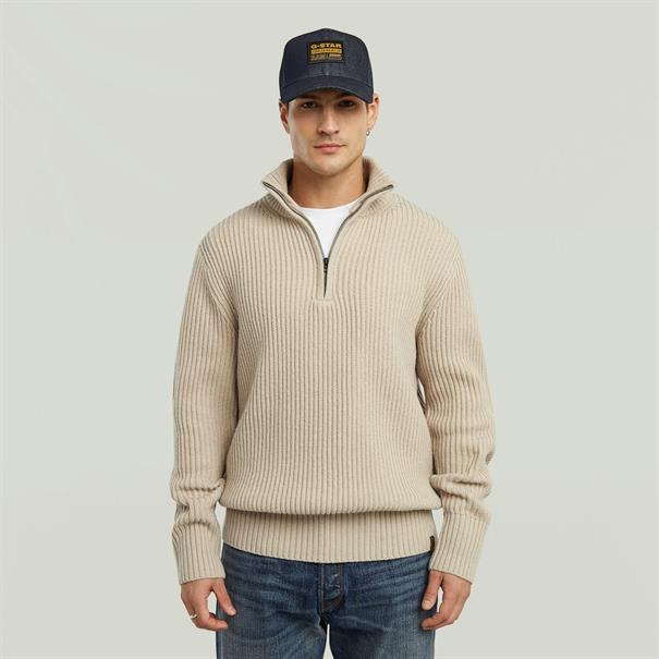 Essential half zip knit dk brick