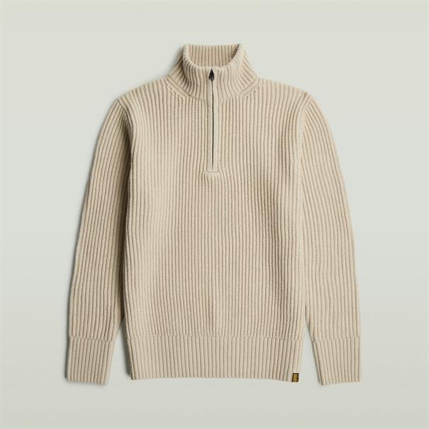 Essential half zip knit dk brick