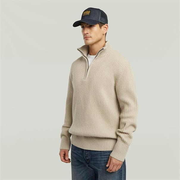 Essential half zip knit dk brick